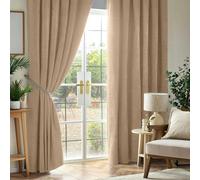 Luxury Living Chenille Blackout Pencil Pleat Top Curtains 168cm x 183cm Beige, Brown