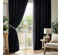 Alan Symonds Chenille Blackout Pencil Pleat Top Curtains 168x229cm Black