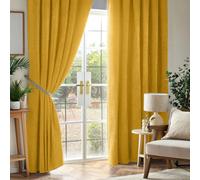 Luxury Living Chenille Blackout Pencil Pleat Top Curtains 229Cm X 183Cm Ochre