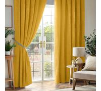 Alan Symonds Chenille Blackout Pencil Pleat Top Curtains 229x229cm Yellow