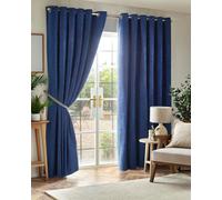 Luxury Living Chenille Blackout 90" X 90" Blue (ring Top Curtains), Blue
