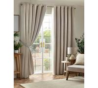 Alan Symonds Chenille Blackout Ring Top Eyelet Curtains 229x229cm Cream