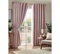 Alan Symonds Pink Chenille Blackout Ring Top Eyelet Curtains 229 x 229cm - Size: W 229 x D 229cm - Wilko