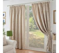 Luxury Living Chenille Jacquard Lined Pencil Pleat Curtains 229x229cm Cream, Cream