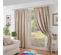 Alan Symonds Chenille Jacquard Lined Pencil Pleat Curtains 168x137cm Cream