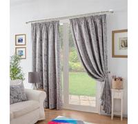 Alan Symonds Chenille Jacquard Lined Pencil Pleat Curtains 229x183cm Silver
