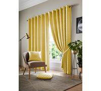 Luxury Living Cotswold Two Tone Ring Top Curtains Ochre