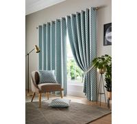 Luxury Living Cotswold Two Tone Ring Top Curtains Teal