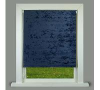 Luxury Living Crushed Velvet Roller Blind Trimmable Polyester Roller Blind (Navy, 180x165cm)