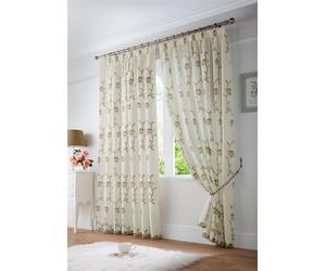 Luxury Living Exe Embroidery Lined Voile Curtains in Beige | Size: 229 cm width x 229 cm drop Luxury Living Beige 229 cm width x 229 cm drop