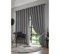 Luxury Living Keswick Fully Lined Ring Top Curtains in Metallic Silver | Size: 117 cm width x 137 cm drop Luxury Living Metallic Silver 117 cm width x 137 cm drop