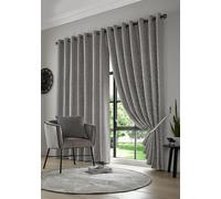 Luxury Living Keswick Fully Lined Ring Top Curtains in Silver | Size: 117 cm width x 183 cm drop Luxury Living Silver 117 cm width x 183 cm drop
