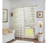 Luxury Living Leaf Embroidered Tulle Voile Curtains Ring Top Silver 147cm x 137cm, Silver