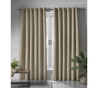 Alan Symonds Beige Linen Look Blackout Ring Top Eyelet Curtains 110 x 183cm - Size: W 110 x D 183cm - Wilko
