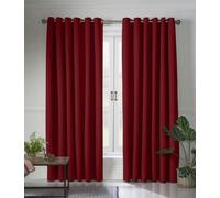 Alan Symonds Red Linen Look Blackout Ring Top Eyelet Curtains 161 x 137cm - Size: W 161 x D 137cm - Wilko