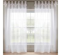 Luxury Living Linen Look Voile Tab Top Curtain Pair 147Cm X 229Cm White