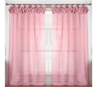 Luxury Living Linen Look Voile Tab Top Curtain Pair 147Cm X 274Cm Blush Pink