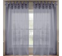 Luxury Living Linen Look Voile Tab Top Curtain Pair 147Cm X 274Cm Silver