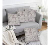 Luxury Living Set Of 4 Botanic Chenille Cushion Covers With Polyester Filled Pads - Silver, Silver