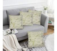 Luxury Living Set Of 4 Botanic Chenille Cushion Covers With Polyester Filled Pads - Green, Green