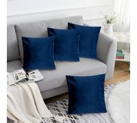 Alan Symonds Navy Plain Velvet Cushion with Polyester Filled Pad 45 x 45cm 4 Pack - Wilko