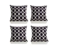Alan Symonds Geometric O Chenille Cushion Set of 4 45x45cm Black