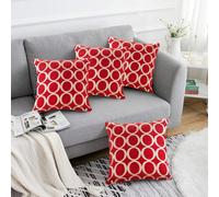 Alan Symonds Geometric O Chenille Cushion Set of 4 45x45cm Red