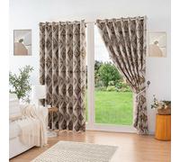Luxury Living Luxury Diamond Jacquard Fully Lined Ring Top Curtains With Metallic Thread 229Cm X 183Cm Cream/gold