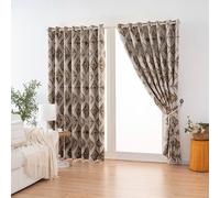 Luxury Living Luxury Diamond Jacquard Metallic Fully Lined Ring Top Curtains in Cream | Size: 168 cm width x 137 cm drop Luxury Living Cream 168 cm width x 137 cm drop