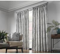 Luxury Living Luxury Fern Jacquard Pencil Pleat Taped Top Ready Made Curtains in Silver | Size: 229 cm width x 274 cm drop Luxury Living Silver 229 cm width x 274 cm drop