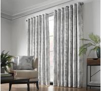 Luxury Living Luxury Fern Jacquard Ring Top Ready Made Curtains in Silver | Size: 168 cm width x 137 cm drop Luxury Living Silver 168 cm width x 137 cm drop