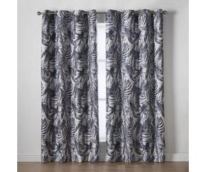 Luxury Living Mal Ring Top Printed Curtains Charcoal