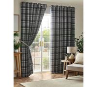 Luxury Living Oban Room Darkening Ring Top Curtains in Grey | Size: 168 cm width x 137 cm drop Luxury Living Grey 168 cm width x 137 cm drop