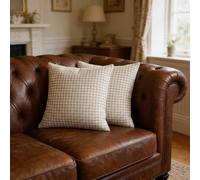 Luxury Living Pair of Houndstooth Woven Cushions - Plump Pads, Removable Covers in Cream | Size: 45 cm x 45 cm Luxury Living Cream 45 cm x 45 cm