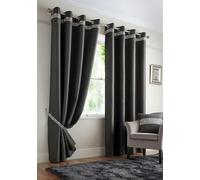 Luxury Living Palace Diamante Ring Top Blackout Curtains - Charcoal - 117cm width x 137cm drop
