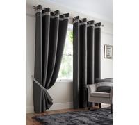 Luxury Living Palace Diamante Ring Top Blackout Curtains in Charcoal | Size: 117 cm width x 183 cm drop Luxury Living Charcoal 117 cm width x 183 cm drop