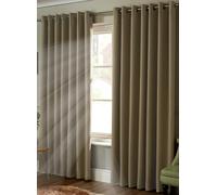 Alan Symonds Plain 95% Blackout Ring Top Curtains 117x183cm Beige