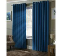 Alan Symonds Essential Blue Plain Ring Top Eyelet Curtains 167 x 137cm - Size: W 167 x D 137cm - Wilko