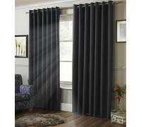 Alan Symonds Essential Charcoal Plain Ring Top Eyelet Curtains 167 x 137cm - Size: W 167 x D 137cm - Wilko
