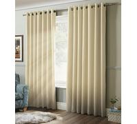 Alan Symonds Essential Cream Plain Ring Top Eyelet Curtains 117 x 183cm - Size: W 117 x D 183cm - Wilko