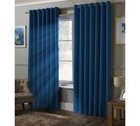 Alan Symonds Essential Blue Plain Ring Top Eyelet Curtains 117 x 183cm - Size: W 117 x D 183cm - Wilko