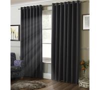 Essential Living Essential Eyelet Ring Top Curtains Charcoal 167cm x 137cm, Grey