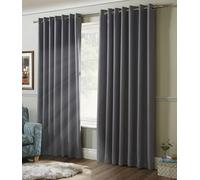 Alan Symonds Essential Silver Plain Ring Top Eyelet Curtains 167 x 137cm - Size: W 167 x D 137cm - Wilko