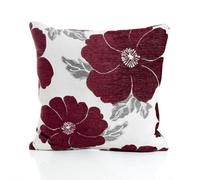 Luxury Living Poppy Luxury Floral Chenille Cushion Aubergine/grey