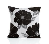 Luxury Living Poppy Luxury Floral Chenille Cushion Black/grey