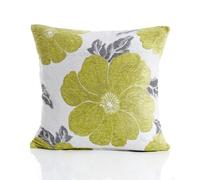 Luxury Living Poppy Luxury Floral Chenille Cushion Lime/grey