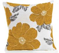 Luxury Living Poppy Luxury Floral Chenille Cushion Ochre/grey
