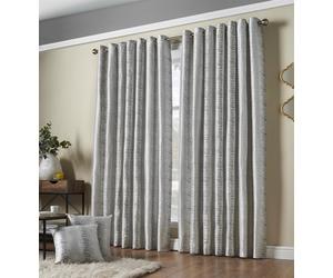 Luxury Living Reflect Jacquard Fully Lined Ready Made Ring Top Curtains in Silver | Size: 229 cm width x 183 cm drop Luxury Living Silver 229 cm width x 183 cm drop
