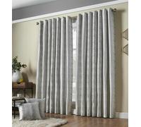 Alan Symonds Reflections Multi Yarn Lined Ring Top Curtains 117x183cm Silver