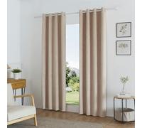 Luxury Living Temple Velvet Ring Top Blackout Curtains 229X229cm Latte, Brown